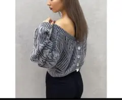 GYDA ケーブルサマーニットカーディガン ネイビー