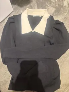 S SNIDEL パフスリーブ襟付きニット　長袖