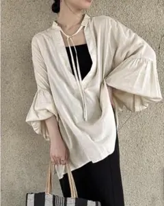 セレクトモカ　ボリュームスリーブリネンスキッパーシャツ