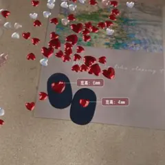 No.427　メタルレッド　ハート　ネイルパーツ　サイズランダム25個