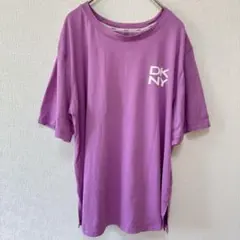 ダナキャランニューヨーク 半袖Tシャツ クルーネック ロゴ S 紫ポリエステル