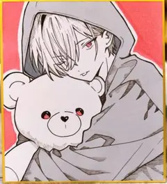 手描きイラスト アナログ 色紙 オリジナル 創作 男の子