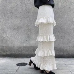 【専用】CASA FLINE フリル付きロングスカート Fサイズ