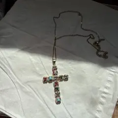 MAISON foufou カラフルストーン十字架ネックレス
