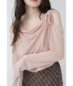 ドレープリボントップス/シアーベロア