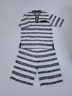 PAGELO（パジェロ） セットアップ 半袖シャツ＆ハーフパンツ 白×黒 総柄のサムネイル