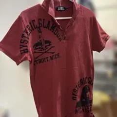 HYSTERIC GLAMOUR 赤 ポロシャツ 半袖　新品 HYSTERIC GLAMOUR（ヒステリックグラマー）の「GUITAR GIRL ラガー