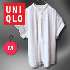 ​ユニクロ リネンレーヨン フレンチスリーブ M 白 半袖 ブラウス 麻混のサムネイル