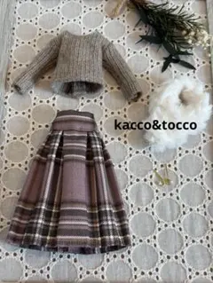 No.4092 ハンドメイド22cmドール服 3点セット（ピアス付き）