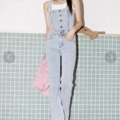 ライトブルー デニムオーバーオール