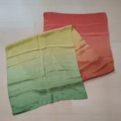 スカーフ ストール ショール オレンジ グリーン イエロー グラデーション
