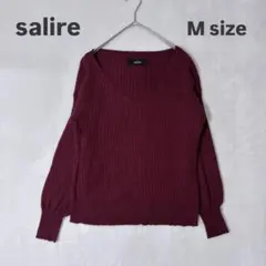 salire サリア リブニット M レッド Vネック 長袖 シンプル きれいめのサムネイル