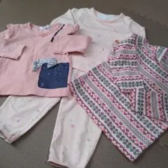 ユニクロ　パジャマ　ロンT　ピンク　女の子　80