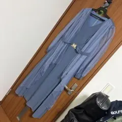 ランタンスリーブメッシュオーバーレイドレス　0XL