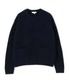 【美品】DEMYLEE デミリー フロントポケットクルーネックニット ネイビー