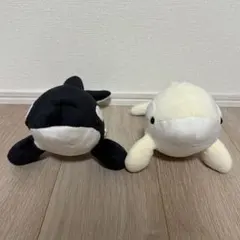 限定】名古屋港水族館 シャチぬいぐるみ ホワイト/ブラック 2体セット