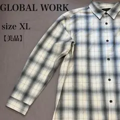 GLOBAL WORK オンブレチェックシャツ XL 美品 グレー系 シンプル