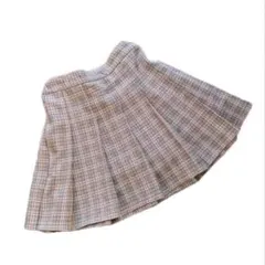 GU キュロット　プリーツ　スカパン　140cm ブラウン　チェック柄　フレア