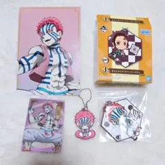 新品 鬼滅の刃 猗窩座 グッズセット J賞きゅんキャラ ラバスト 一番くじカード