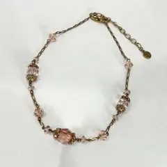 ヴィンテージジバンシー ピンククリスタルネックレス ゴールド 