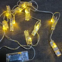 LEDクリップライト LEDストリングライト 電池式 クリップ10個 165cm
