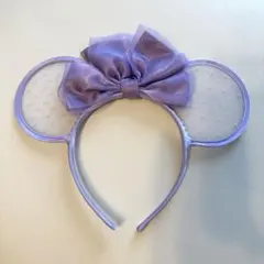 【美品】ミニーマウスカチューシャ レースパープルドット