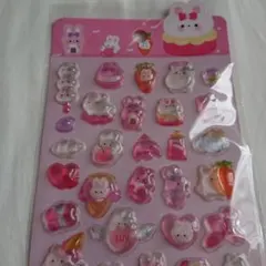 3Dシール ウサギ ぷっくりシール うるちゅる ボンボンドロップシール
