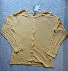 新品タグ付き 薄手カーディガン UV長袖 イエロー Lサイズ　綿100%
