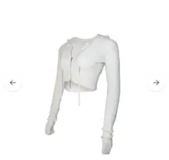 THEREDTHREAD S w zip knit hoodie whiteのサムネイル