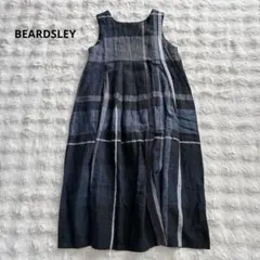 美品♪ビアズリー サイドリボン リネンコットン チェック切替