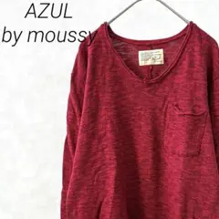AZUL by moussy カットソー 長袖 Ｖネック 胸ポケット シンプル