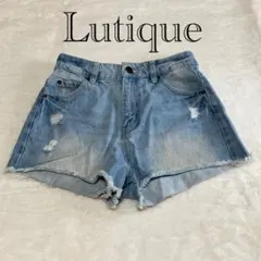 【Lutique】ダメージ ハーフ ショート デニム