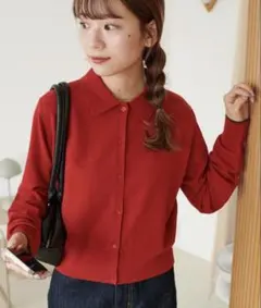 Discoat モチモチ襟付きカーディガン