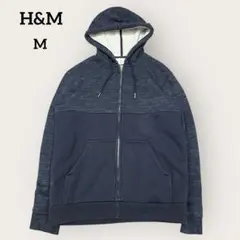 H&M LOGG カジュアル ストリート アメカジ 裏ボア ジップ パーカー M