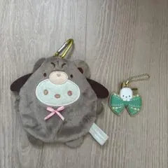 サンリオ もこもこ ラテクマ マスコットポーチ　クッキーキーホルダーのサムネイル