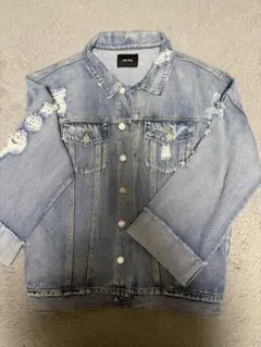 ダメージ加工デニムジャケット ライトブルー