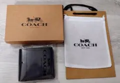 新品未使用品 COACH コーチ 二つ折り財布 ブラック CJ883 Cロゴ