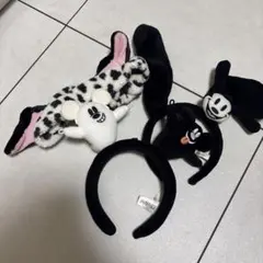 【白黒コーデ】ディズニー カチューシャ　オズワルド　おばけ　101匹わんちゃんのサムネイル