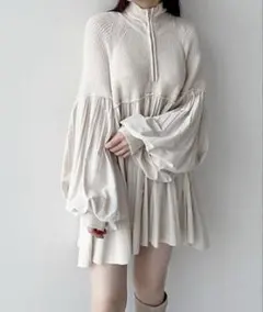 COCO DEAL ココディール ハーフジッププリーツドッキングニット