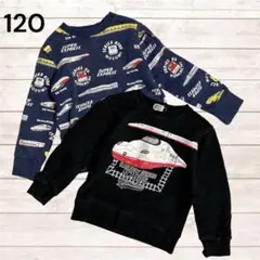 【120】トレーナー 裏起毛 電車 プラレール 男の子
