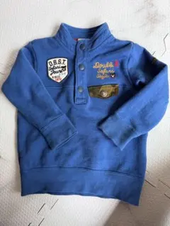 mikihouse DOUBLE.B青いトレーナー ボタン付き 90cm