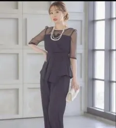 結婚式 パンツスタイル ネイビー シフォン セットアップ Ｓ Retica