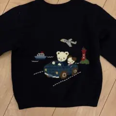 familiarネイビー 刺繍カーディガン