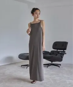 feepur カットリブキャミワンピース チャコールグレー　TALL