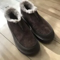 ブラウン スエード 厚底スリッポンブーツ24cm