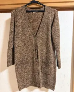 【未使用品】 elle カーディガン ロング セーター M ニット 茶色 エル