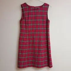 ★BURBERRY★赤ノバチェック　 ジャンバースカート（ワンピース）★150A