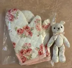 ローラアシュレイ　テディベア　花柄 鍋つかみ ミトン 2個セット ローズ柄のサムネイル