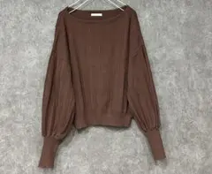 Te chichi プリーツニット ボートネック 長袖 ダークブラウン (F)