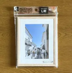 DAISO フォトフレーム ダブル枠 L判 スタンドタイプ　木目調　縦横兼用